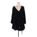 Ava & Viv Casual Dress - Mini V-Neck Long sleeves: Black Print Dresses - Women's Size 3X