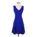 Diane von Furstenberg Casual Dress - Party V-Neck Sleeveless: Blue Print Dresses - Women's Size 0