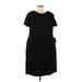 Ivy & Blu Casual Dress - Sheath Crew Neck Short sleeves: Black Print Dresses - New - Women's Size 22