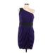 Aqua Cocktail Dress - Mini Open Neckline Sleeveless: Purple Solid Dresses - Women's Size 12