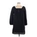 Madewell Casual Dress - Mini Square 3/4 sleeves: Black Solid Dresses - Women's Size Large