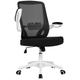 Yaheetech Office Chair Desk Chair Flip-up Armrest Computer Chair Swivel Rolling Task Chair with Lumbar Support, Adjustable Height for Home Study or Work, White