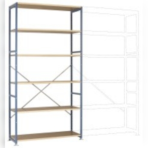 Breitfach-Steckregal Grundregal mit 6 Holzverbundböden, HxBxT = 2500 x 1280 x 600 mm Image