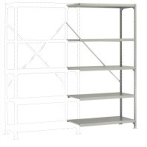 Mittelschweres Fachboden-Steckregal Anbauregal mit 5 Stahlböden, HxBxT = 2000 x 1000 x 400 mm Image