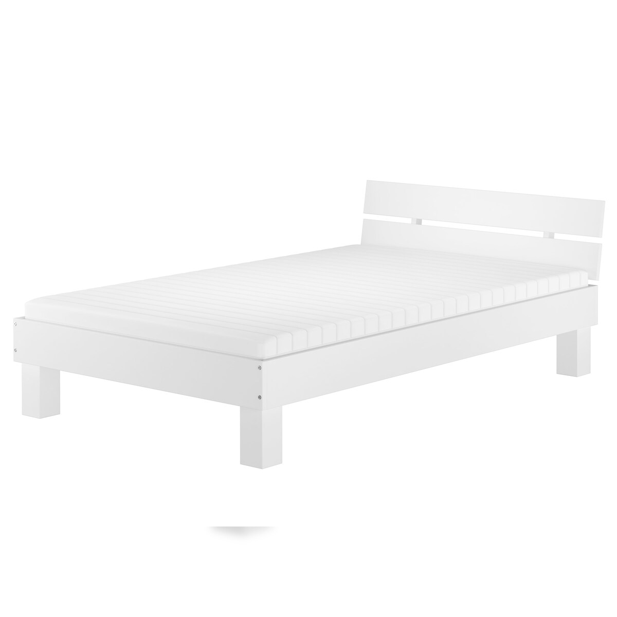 Erst-Holz Weißes Einzelbett Massivholz Buche 120x220 mit wählbarem Zubehör V-60.86-12-220W Rollrost und Matratze inkl. Image