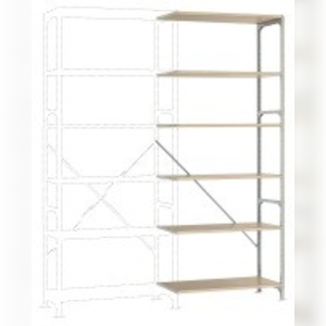 Mittelschweres Fachboden-Steckregal Anbauregal mit 6 Holzverbundböden, HxBxT = 2500 x 1000 x 600 mm Image