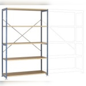 Breitfach-Steckregal Grundregal mit 5 Holzverbundböden, HxBxT = 2000 x 1280 x 800 mm Image