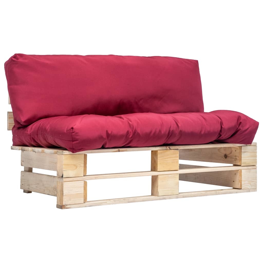vidaXL Garten-Palettensofa mit Roten Kissen Kiefernholz Image