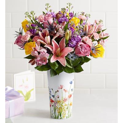 1-800-Flowers Flower Delivery Springtime Blossoms For Mom Double Bouquet W/ Floral Meadow Vase
