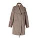 Kenneth Cole New York Wool Coat: Mid-Length Brown Jackets & Outerwear - Women's Size Large