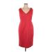 Elie Tahari Casual Dress - Sheath V Neck Sleeveless: Red Print Dresses - Women's Size 16
