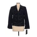 Pamela McCoy Leather Jacket: Short Blue Print Jackets & Outerwear - Women's Size Medium