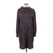 London Times Casual Dress - Sweater Dress Mock 3/4 sleeves: Burgundy Dresses - Women's Size Large