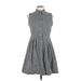 Talbots Casual Dress - Shirtdress: Gray Houndstooth Dresses - Women's Size 10 Petite