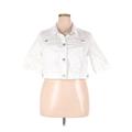 Lane Bryant Jacket: Cropped White Print Jackets & Outerwear - Women's Size 18 Plus