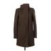 Zara Wool Coat: Mid-Length Brown Solid Jackets & Outerwear - Women's Size Medium