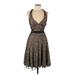 Ruby Rox Cocktail Dress - Wrap: Brown Brocade Dresses - Women's Size Medium