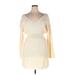 Shein Casual Dress - Mini V-Neck Long sleeves: Ivory Print Dresses - Women's Size 1X