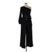 Adrianna Papell Jumpsuit Plunge Long sleeves: Black Solid Jumpsuits - Women's Size 14