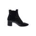 Ankle Boots: Chelsea Boots Chunky Heel Casual Black Print Shoes - Women's Size 39 - Almond Toe