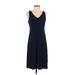 Athleta Casual Dress - A-Line V Neck Sleeveless: Blue Solid Dresses - Women's Size Small