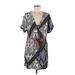 H&M Casual Dress - Wrap: Gray Print Dresses - Women's Size 12