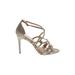 Jewel Badgley MIschka Heels: Gold Shoes - Women's Size 8 1/2 - Open Toe