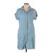 Be Cool Casual Dress - Shirtdress: Blue Dresses - Women's Size Large