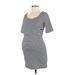 A Pea in the Pod Casual Dress - Mini Scoop Neck Short sleeves: Black Stripes Dresses - Women's Size Small Maternity