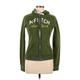 Abercrombie & Fitch Zip Up Hoodie: Green Solid Tops - Women's Size Large