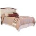 Ata King Size Bed, Pine Wood, Panel Design, Distressed White, Brown