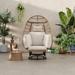 Outdoor Swivel Chair with Cushions, Multifunctional Rattan Patio Rocking Egg Chair