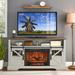 60 Inch Electric Fireplace TV Stand - Dark Rustic Oak Finish - Remote Control - Adjustable Flame - Fits up to 70 Inch TVs