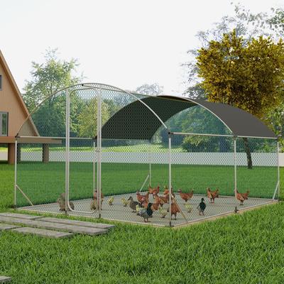Large Metal Chicken Coop for Yard with Cover, 13.1 x 9.8 x 6.6 ft, Dome Roof Large Poultry Cage - 13.1 x 9.8 x 6.6 ft