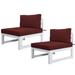 2 PCS Outdoor Patio Furniture Aluminum Armless Seat Chairs Sets with Cushion - NA