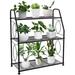 Plant Stand, 3 Tier Plant Shelf for Indoor Outdoor, Heavy Duty Metal Outdoor Plant Stand Holder Rack