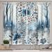 Ambesonne Winter Blue Kitchen Curtain Frosty Flowers Leopard Slate Blue Pale Tan & White Polyester in Blue/White | 39 H x 55 W in | Wayfair