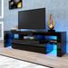 Contemporary LED TV Stand - 70-inch Screens, Black/White, 20-Color LED Lights, Ample Storage