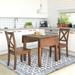 3-Piece Wood Drop Leaf Breakfast Nook Dining Table Set with 2 X-back Chairs for Small Places