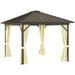 Outsunny 11.9 Ft. W x 9.8 Ft. D Metal Patio Gazebo Hardtop/Metal in Black/Brown | 106.8 H x 142.8 W x 117.6 D in | Wayfair 84C-095V01CW