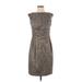 Chetta B Casual Dress - Sheath: Gray Jacquard Dresses - Women's Size 4