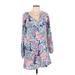 Lilly Pulitzer Casual Dress - Mini V Neck Long sleeves: Blue Print Dresses - Women's Size Medium