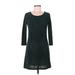 Trixxi Cocktail Dress - A-Line Scoop Neck 3/4 sleeves: Teal Print Dresses - Women's Size Medium
