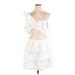showpo Cocktail Dress - A-Line V Neck Sleeveless: White Print Dresses - New - Women's Size 16