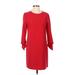 Charles Henry Casual Dress - Shift Crew Neck 3/4 sleeves: Red Print Dresses - Women's Size Small