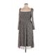 Left Coast by Dolan Casual Dress - A-Line Square 3/4 sleeves: Gray Dresses - Women's Size X-Large Petite