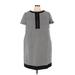 Tahari by ASL Casual Dress - Shift High Neck Short sleeves: Gray Print Dresses - Women's Size 22