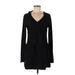 Athleta Casual Dress - Mini V Neck Long sleeves: Black Solid Dresses - Women's Size Medium