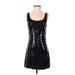 Marciano Cocktail Dress - A-Line Scoop Neck Sleeveless: Black Solid Dresses - Women's Size Small