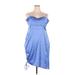 Shein Casual Dress - Mini Cowl Neck Sleeveless: Blue Solid Dresses - Women's Size 3X